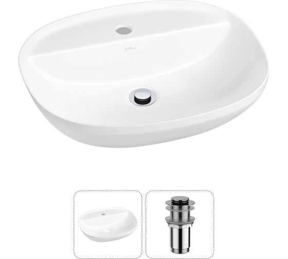 Изображение товара Набор Wellsee 2 в 1 Cute Twin R накладная раковина 50x42 см, донный клапан 20213338R