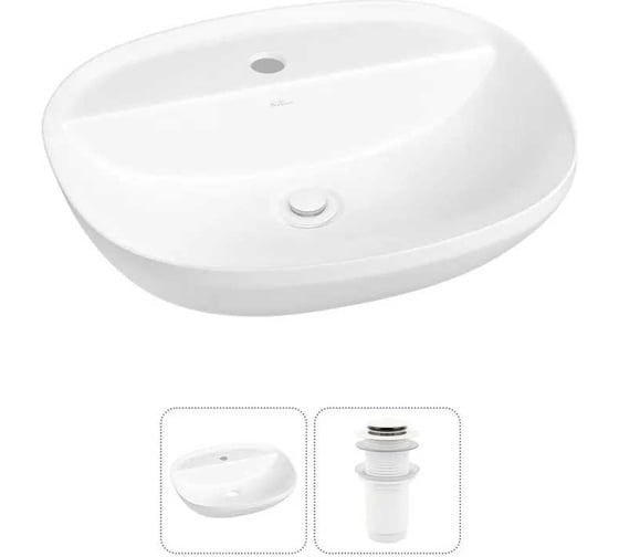 Изображение товара Набор Wellsee 2 в 1 Cute Twin R накладная раковина 50x42 см, донный клапан 20213341R