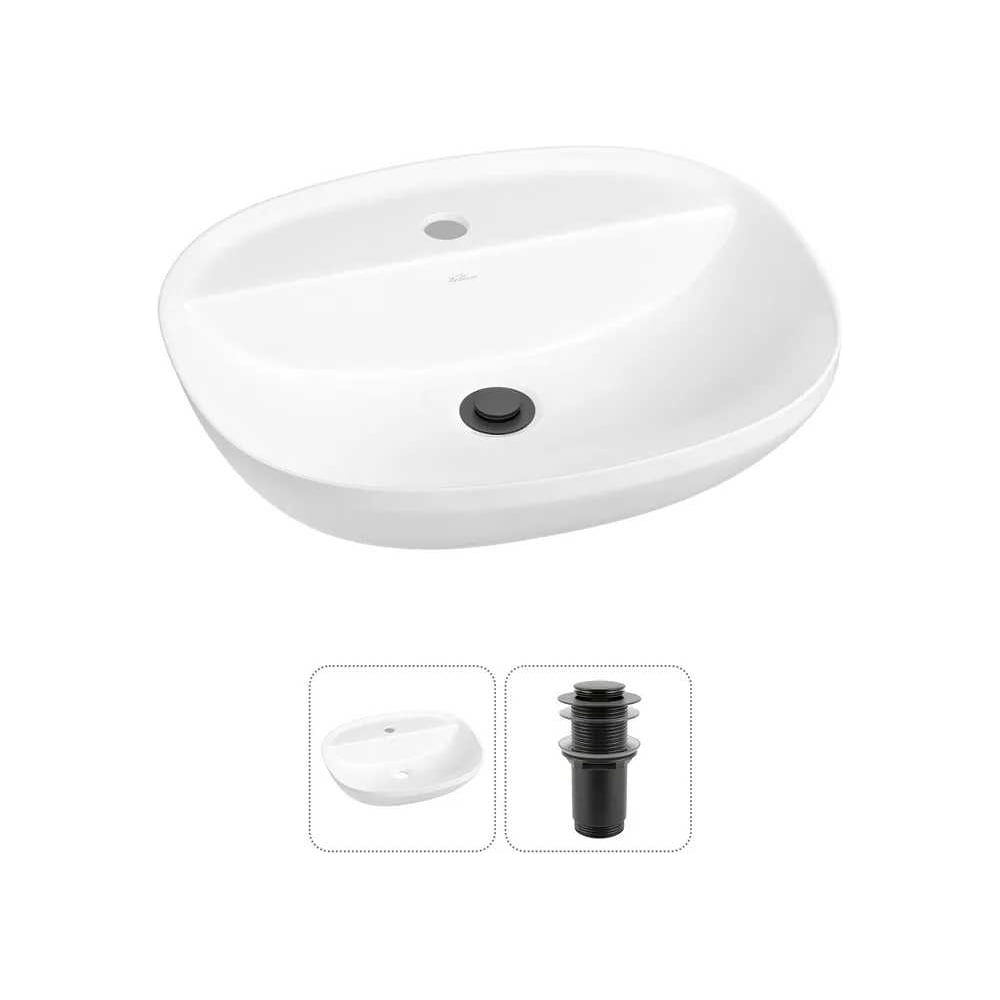 Изображение товара Набор Wellsee 2 в 1 Cute Twin R накладная раковина 50x42 см, донный клапан 20213339R