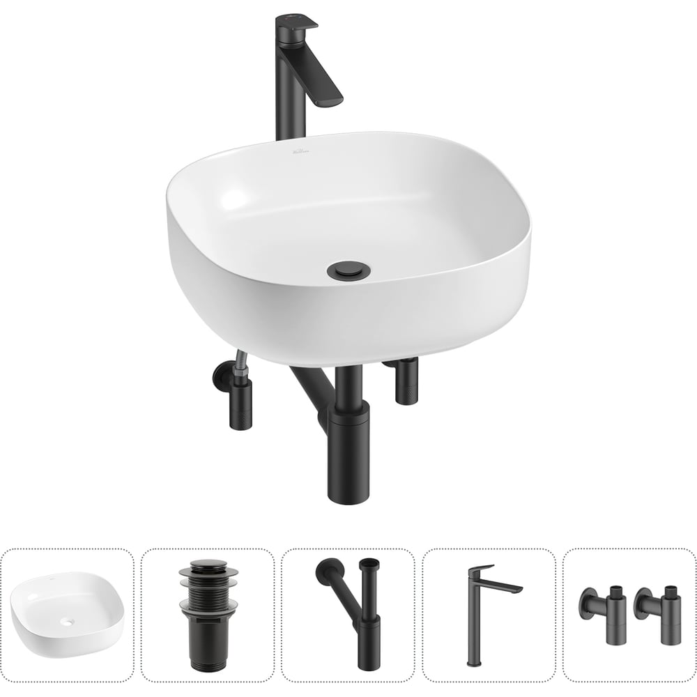 Изображение товара Набор Wellsee 5 в 1 Belle Spa 3.0 накладная раковина 45x45 см