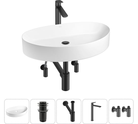 Изображение товара Набор Wellsee 5 в 1 Belle Spa 2.0 накладная раковина 64x40 см 20212618R