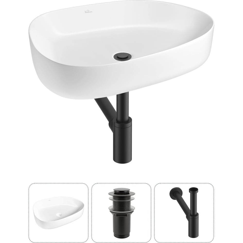 Изображение товара Набор Wellsee 3 в 1 Belle Spa 3.0 накладная раковина глянцевая белая 55x40 см