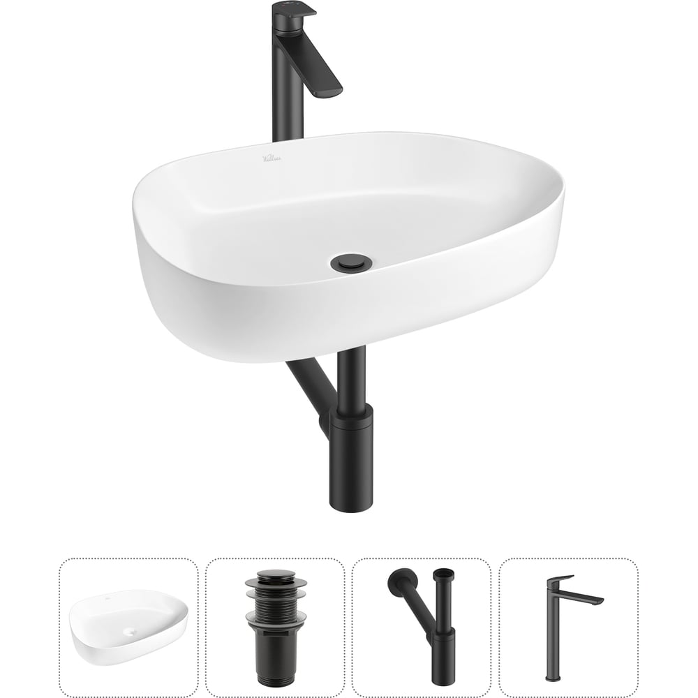 Изображение товара Набор Wellsee 4 в 1 Belle Spa 3.0 накладная раковина 55x40 см комплект для ванной