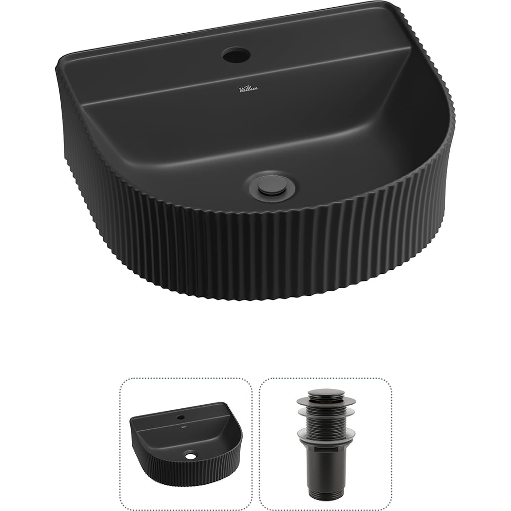 Изображение товара Накладная раковина Wellsee Festive Fox 40x35 см матовый черный фарфор