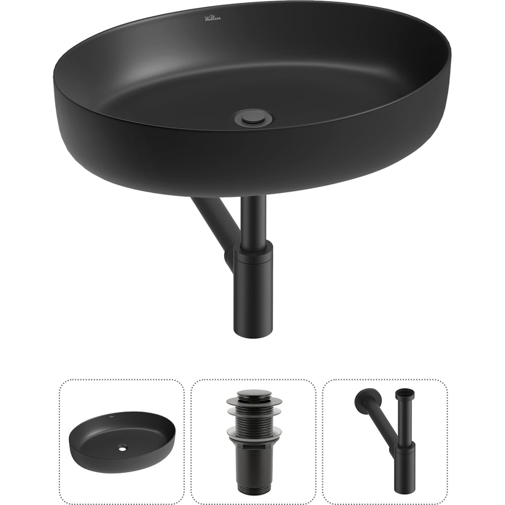 Изображение товара Набор накладная раковина Wellsee Belle Spa 3.0 55x41 см матовый черный