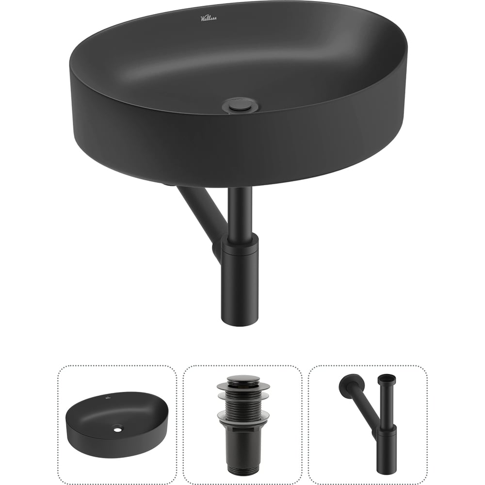 Изображение товара Набор Wellsee 3 в 1 Belle Spa 2.0 накладная раковина 50x38 см матовый черный
