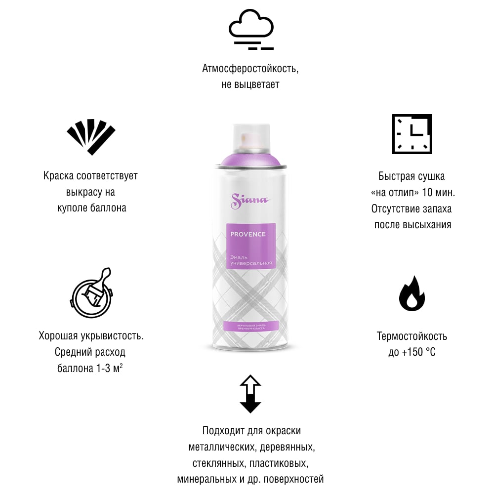 Изображение товара Аэрозольная акриловая краска SIANA Provence лимончелло для мебели и декора 0.52л