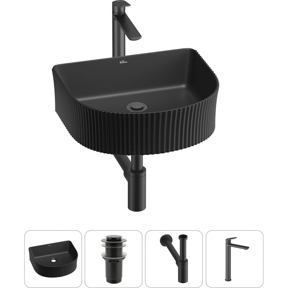 Изображение товара Набор для ванной комнаты Wellsee 4 в 1 Festive Fox накладная раковина 40x35 см и смеситель