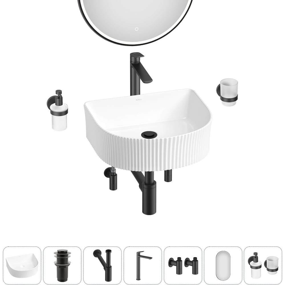 Изображение товара Набор Wellsee 7 в 1 Festive Fox накладная раковина 40x35 см с комплектом аксессуаров