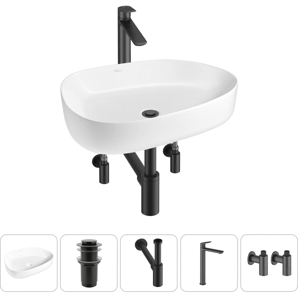 Изображение товара Набор Wellsee 5 в 1 Belle Spa 3.0 накладная раковина 55x40 см и смеситель