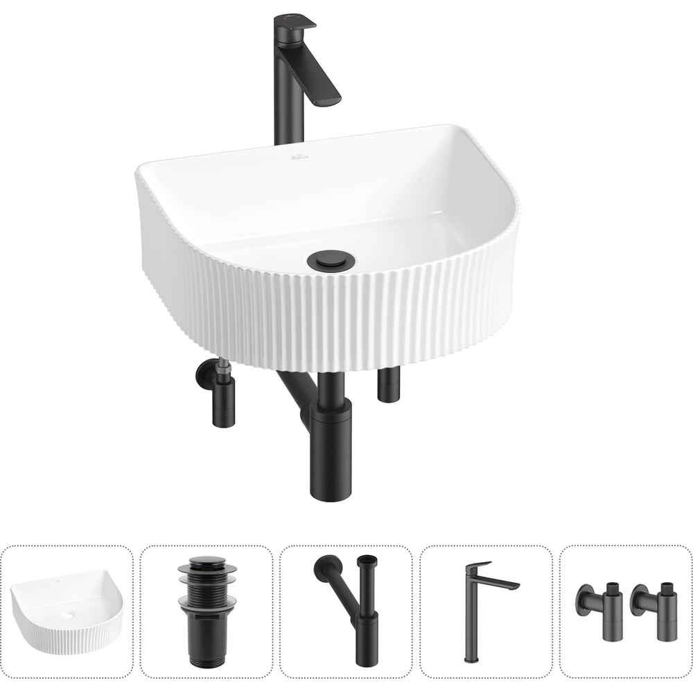 Изображение товара Набор Wellsee 5 в 1 Festive Fox накладная раковина 45x40 см с смесителем