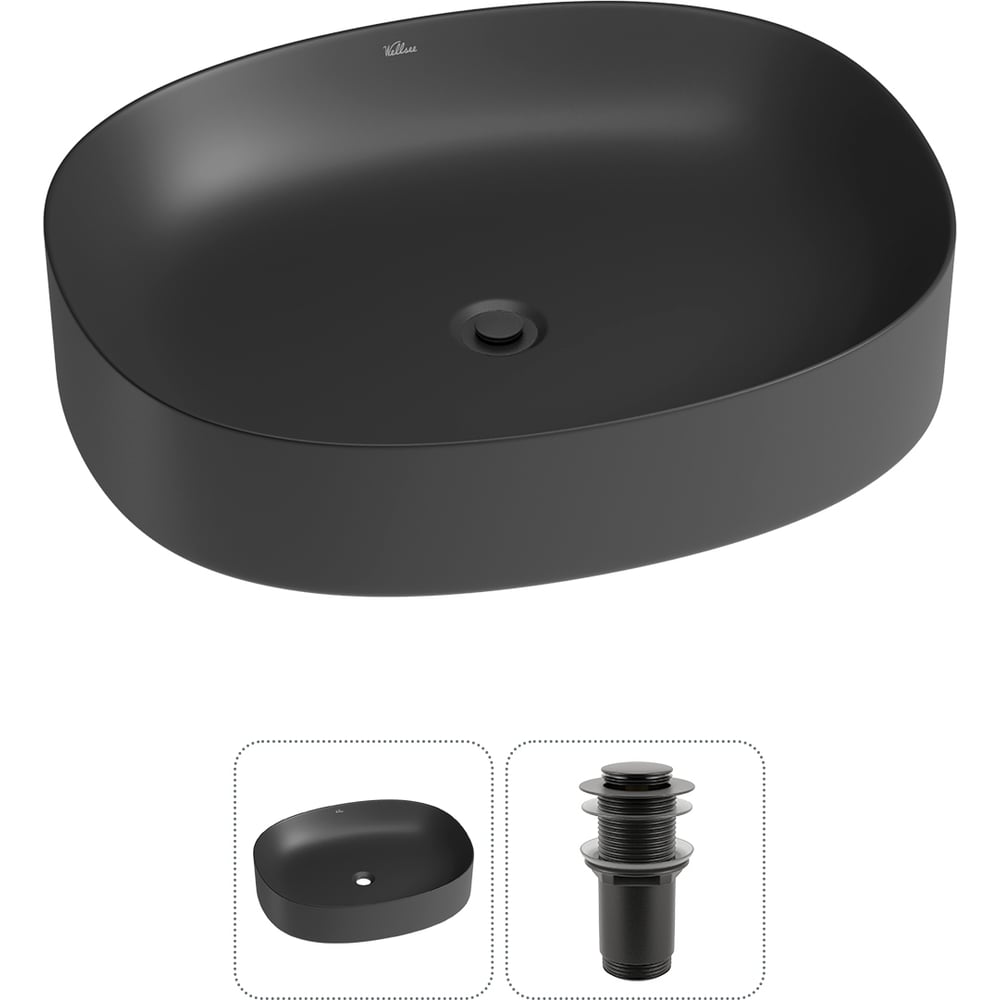 Изображение товара Накладная раковина Wellsee Belle Spa 2.0 матовый черный 55x45 см