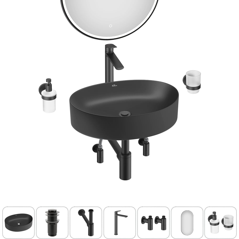 Изображение товара Набор накладной раковины Wellsee Belle Spa 2.0 50x38 см с аксессуарами