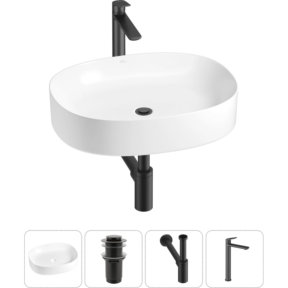 Изображение товара Набор накладная раковина Wellsee Belle Spa 2.0 55x45 см с смесителем и сифоном