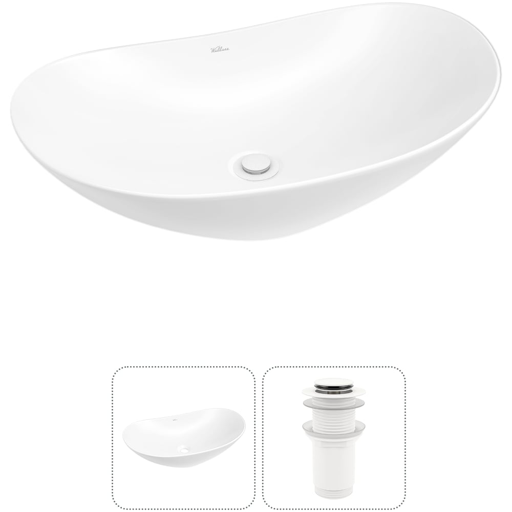 Изображение товара Накладная раковина Wellsee Carefree Dove овальная глянцевая белая 53x33 см