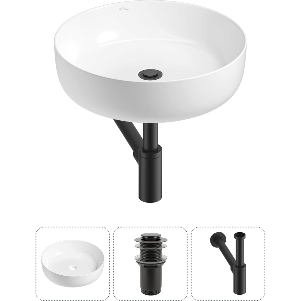 Изображение товара Накладная раковина Wellsee Belle Spa 3.0 44 см фарфор с сифоном современный дизайн