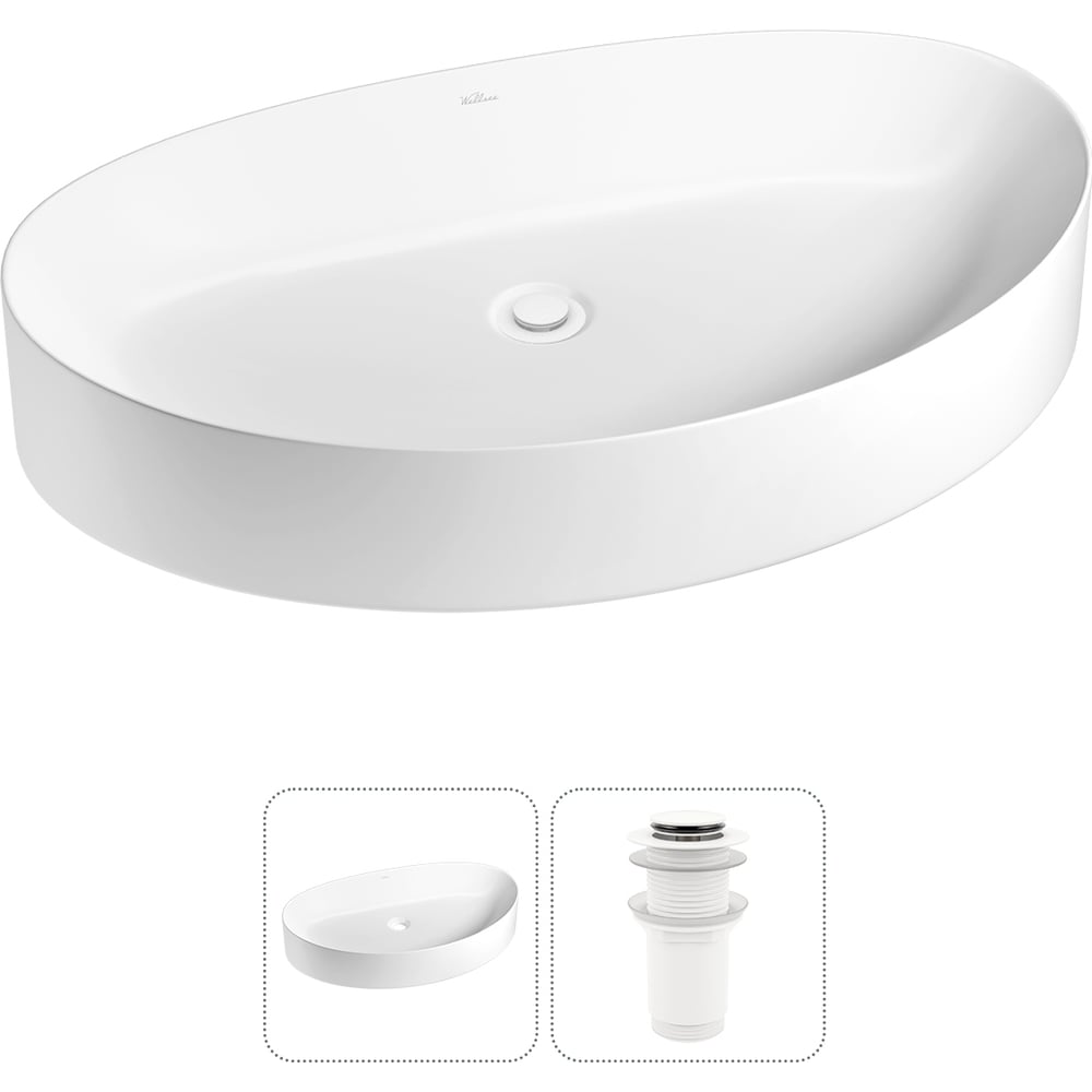 Изображение товара Накладная раковина Wellsee Belle Spa 2.0 64x40 см фарфор глянцевый белый