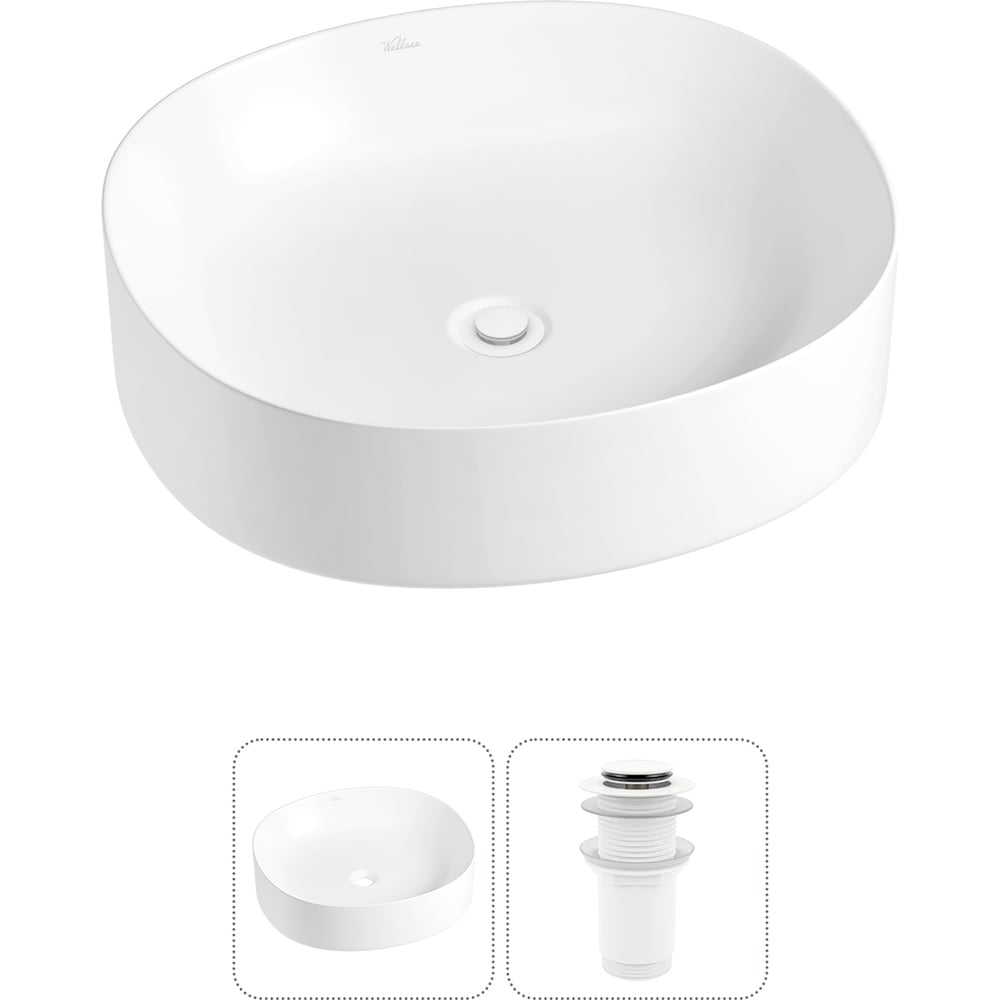 Изображение товара Накладная раковина Wellsee Belle Spa 2.0 45x42 см фарфор белая современный дизайн