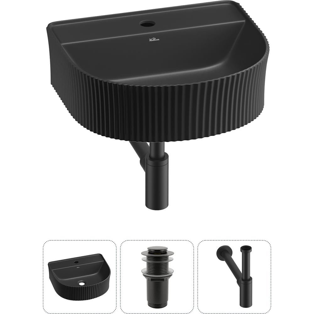 Изображение товара Набор раковина Wellsee 3 в 1 Festive Fox накладная черная фарфор для ванной