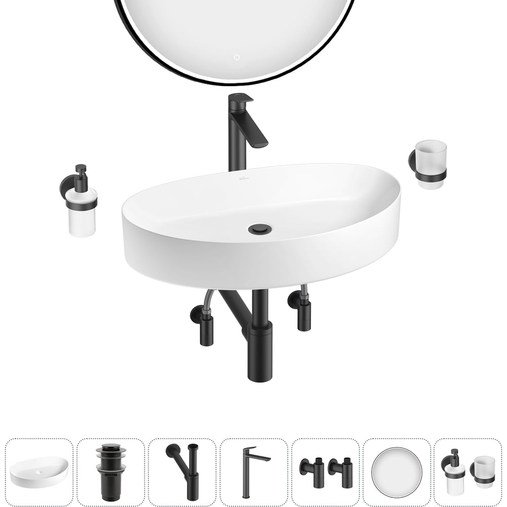 Изображение товара Набор Wellsee 7 в 1 Belle Spa 2.0 накладная раковина 65x40 см