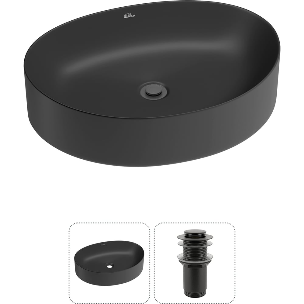 Изображение товара Накладная раковина Wellsee Belle Spa 2.0 50x38 см матовый черный фарфор