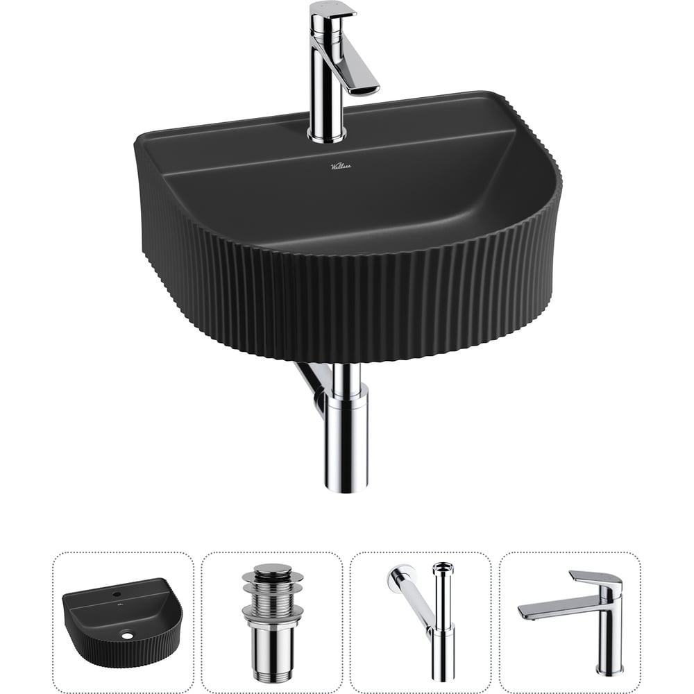 Изображение товара Набор Wellsee 4 в 1 Festive Fox накладная раковина 45x40 см с смесителем и сифоном