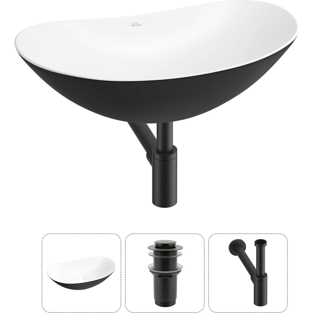 Изображение товара Набор Wellsee 3 в 1 Carefree Dove накладная раковина 53x33 см с донным клапаном