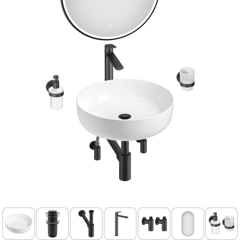 Изображение товара Набор Wellsee 7 в 1 Belle Spa 3.0 накладная раковина 45x45 см