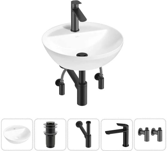 Изображение товара Набор Wellsee 5 в 1 Cute Twin R накладная раковина 42x42 см 20213335R