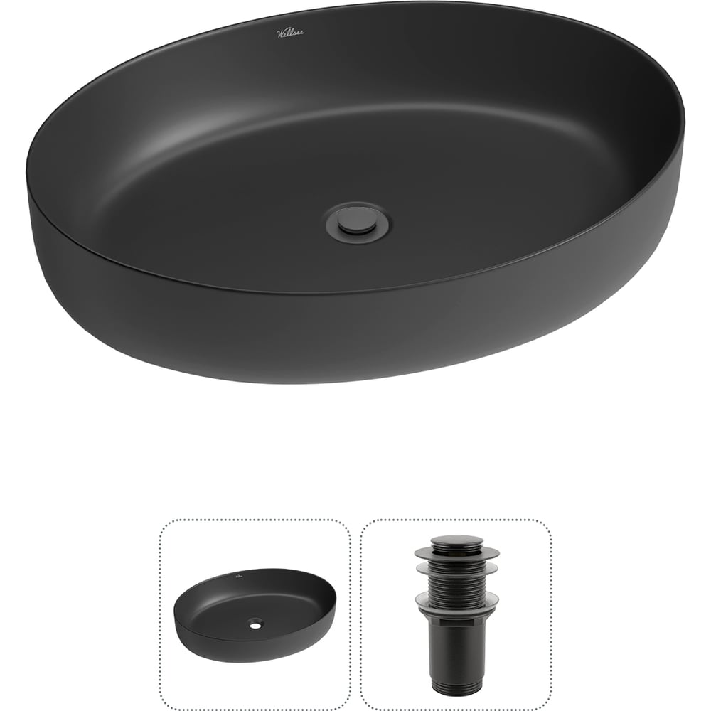 Изображение товара Набор Wellsee 2 в 1 Belle Spa 3.0 накладная раковина 55x41 см матовый черный фарфор