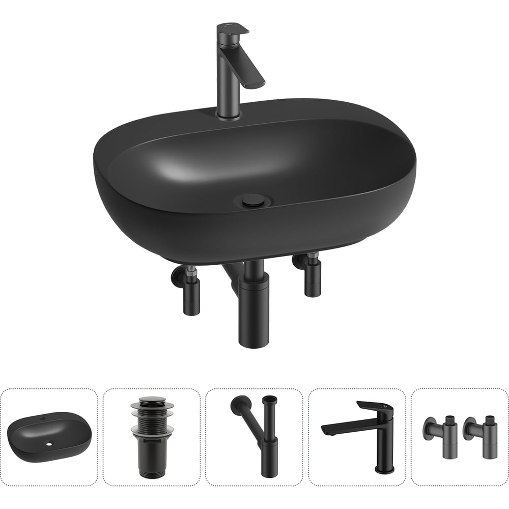 Изображение товара Набор Wellsee 5 в 1 Pro Line накладная раковина с смесителем и аксессуарами