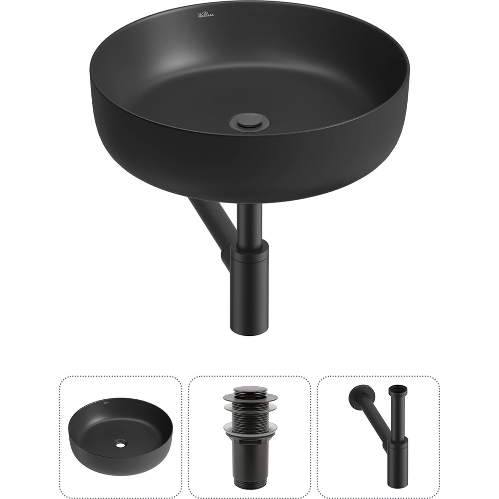 Изображение товара Набор Wellsee 3 в 1 Belle Spa 3.0 накладная раковина 44x44 см матовый черный