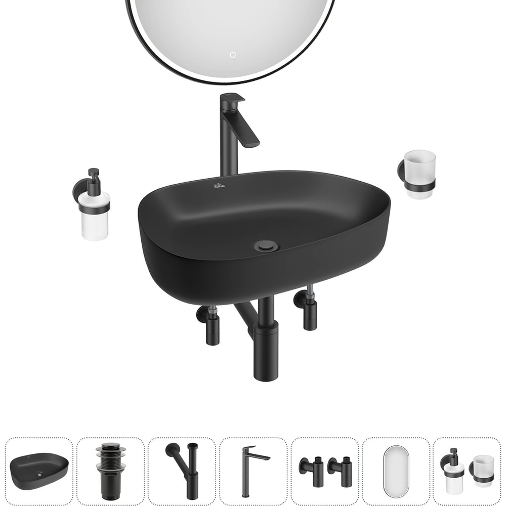 Изображение товара Набор для ванной комнаты Wellsee 7 в 1 Belle Spa 3.0 накладная раковина 55x40 см