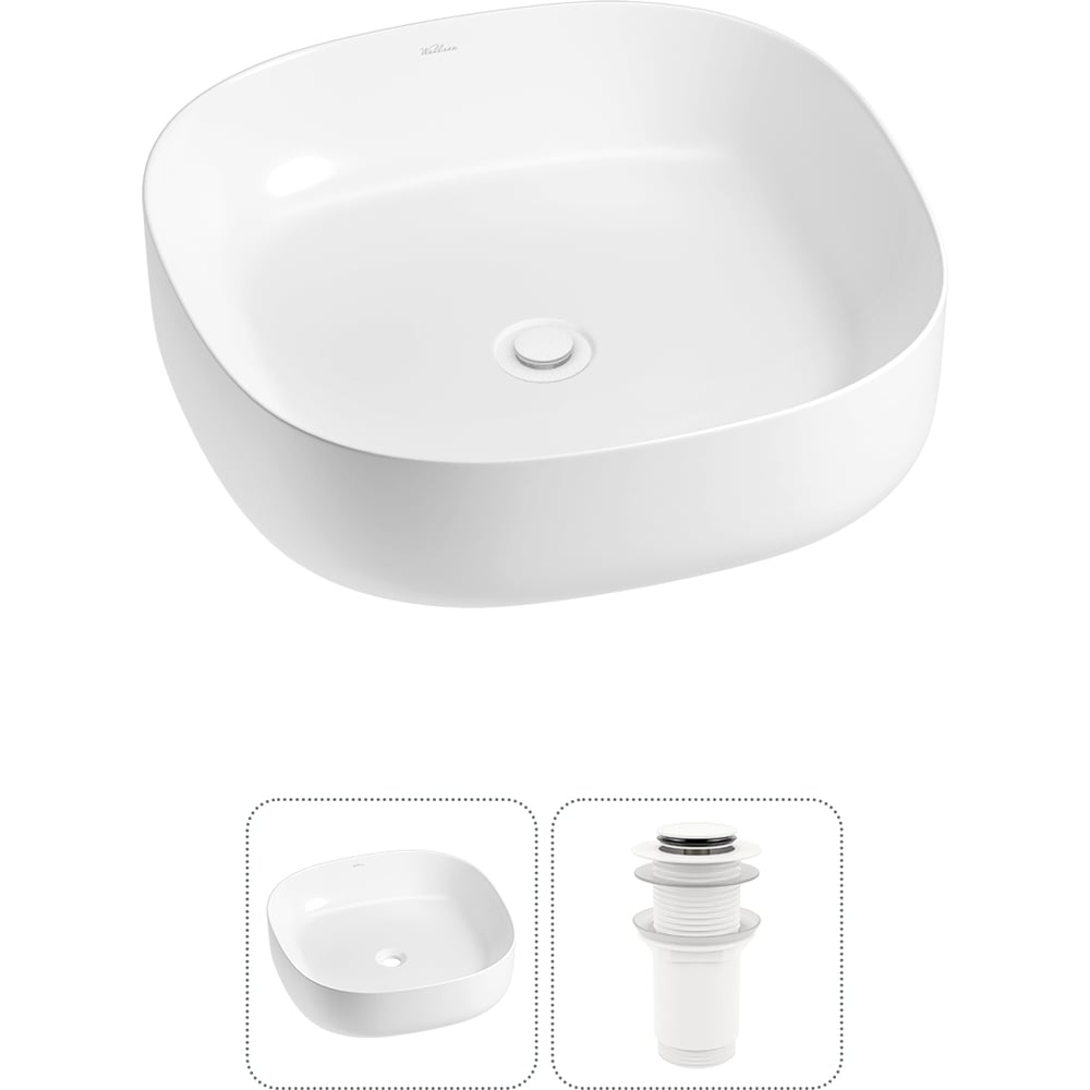 Изображение товара Накладная раковина Wellsee Belle Spa 3.0 45x45 см белая фарфор