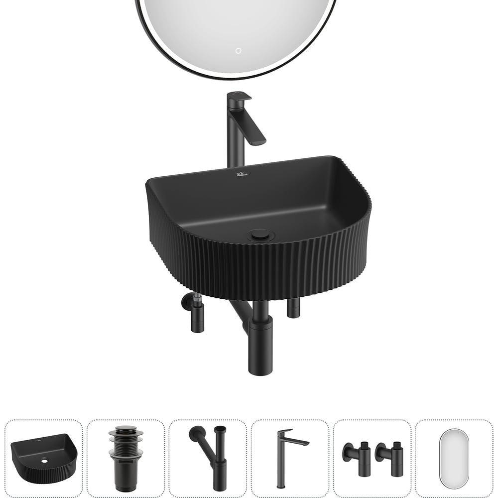 Изображение товара Набор Wellsee 6 в 1 Festive Fox накладная раковина с смесителем зеркало для ванной