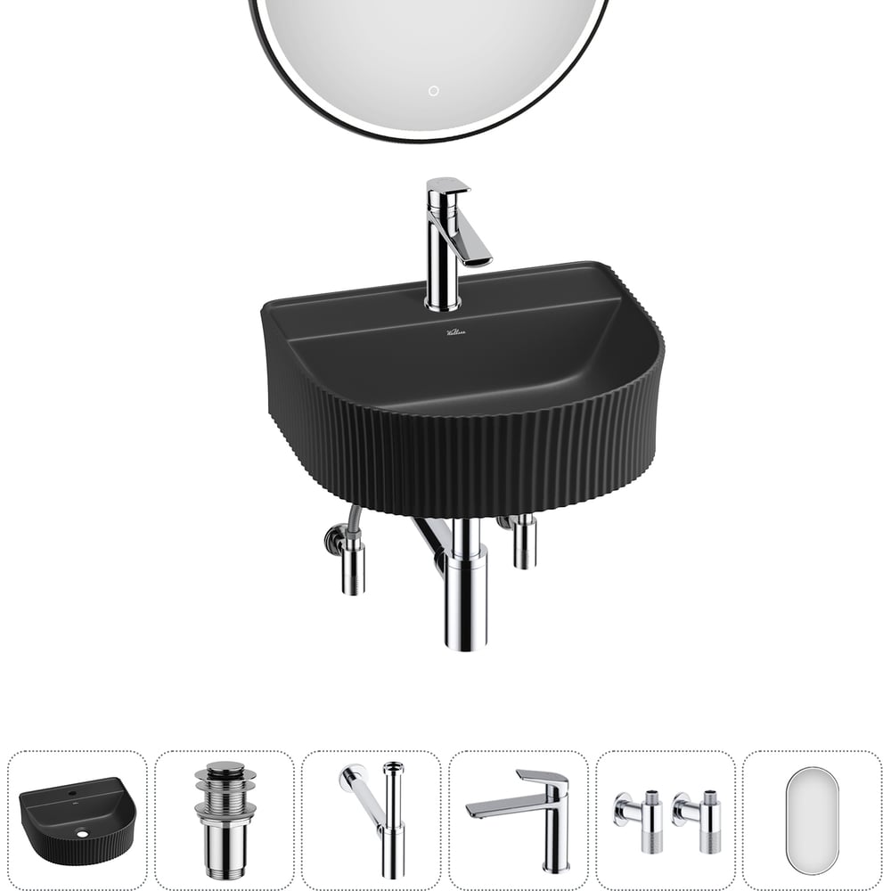 Изображение товара Набор Wellsee 6 в 1 Festive Fox накладная раковина 40x35 см с смесителем и зеркалом