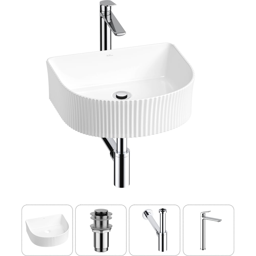 Изображение товара Набор Wellsee 4 в 1 Festive Fox накладная раковина 40x35 см с смесителем и сифоном