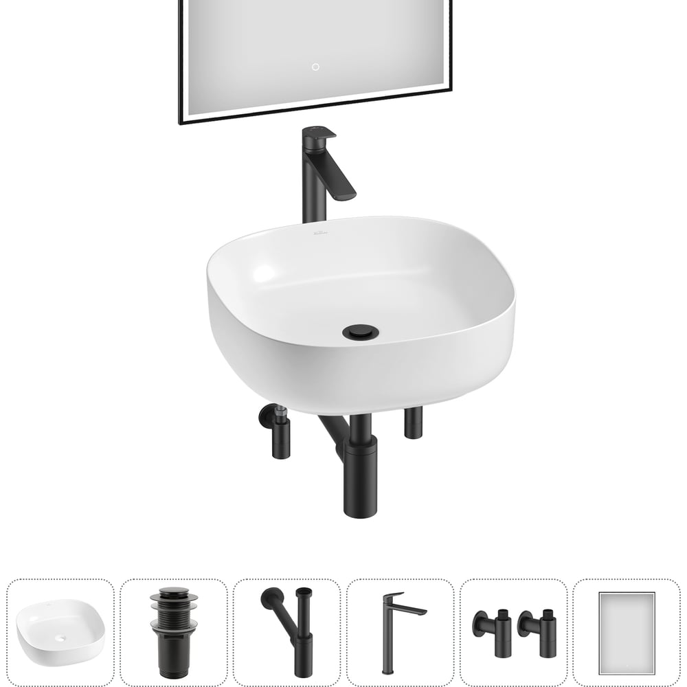 Изображение товара Набор Wellsee 6 в 1 Belle Spa 3.0 накладная раковина 45x45 см