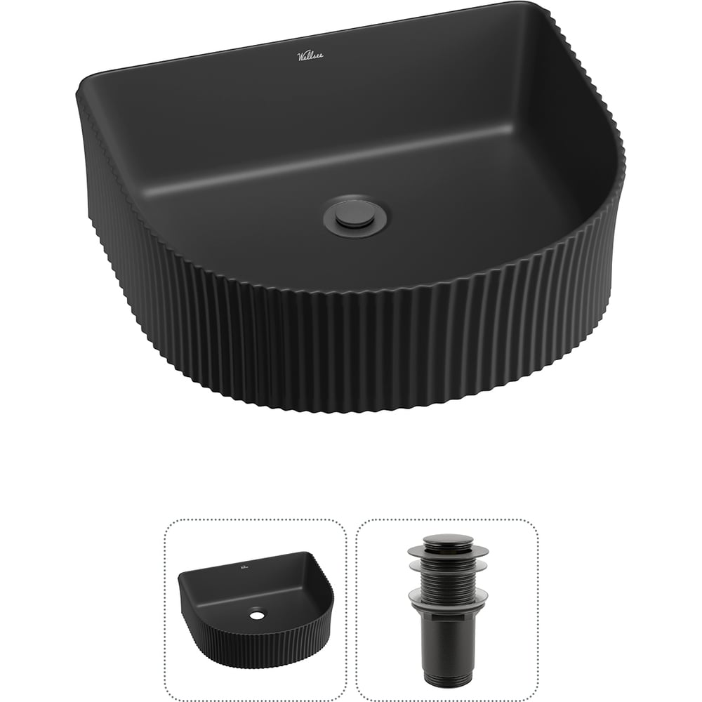 Изображение товара Набор раковина Wellsee 2 в 1 Festive Fox 45x40 см накладная/подвесная матовый черный