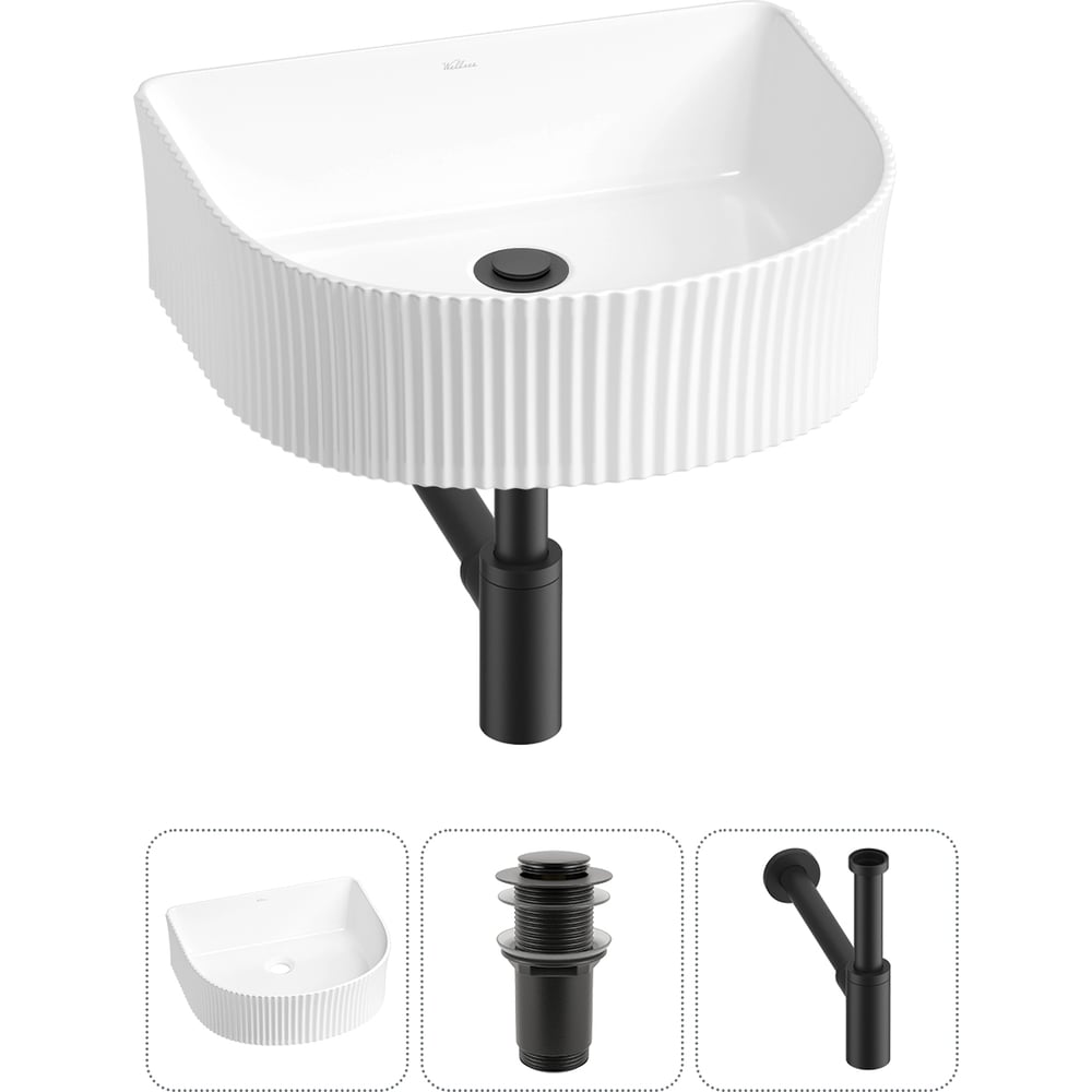 Изображение товара Набор раковина Wellsee 3 в 1 Festive Fox накладная 45x40 см с сифоном