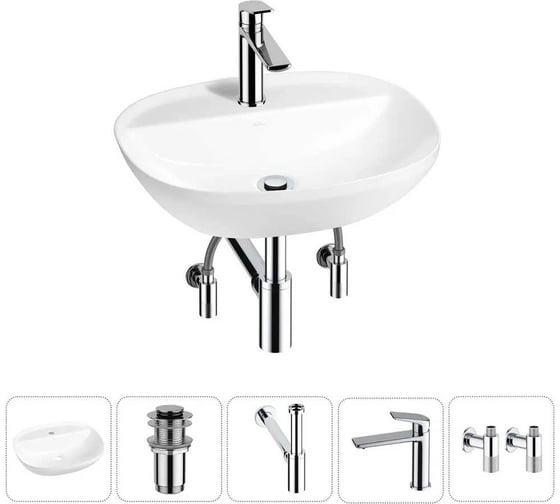 Изображение товара Набор Wellsee 5 в 1 Cute Twin R накладная раковина 50x42 см 20213350R