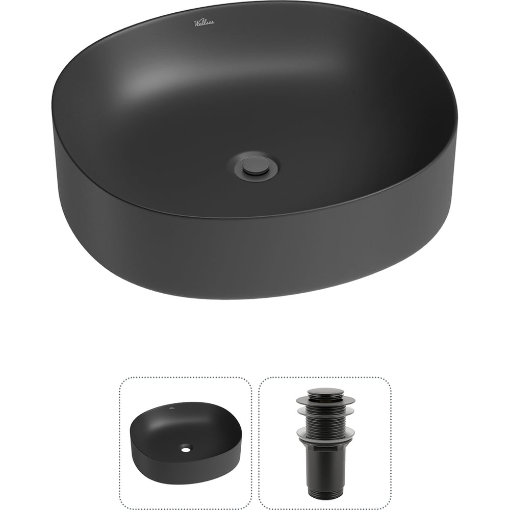 Изображение товара Набор Wellsee 2 в 1 Belle Spa 2.0 накладная раковина 45x42 см матовый черный