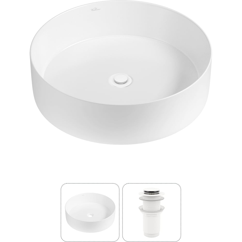 Изображение товара Набор Wellsee 2 в 1 Coax накладная раковина 40x40 см белая