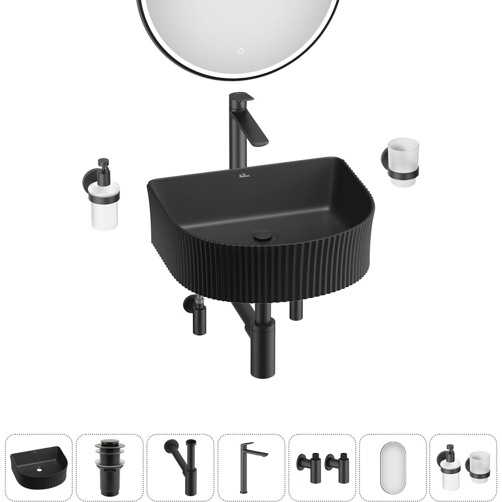 Изображение товара Набор для ванной комнаты Wellsee 7 в 1 Festive Fox накладная раковина комплектация