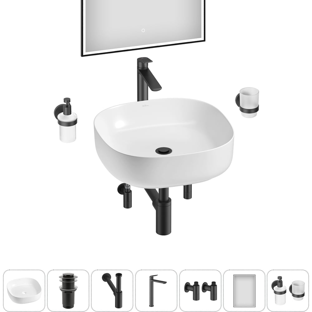 Изображение товара Набор для ванной Wellsee 7 в 1 Belle Spa 3.0 накладная раковина 45х45 см