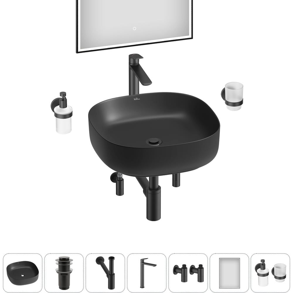 Изображение товара Набор Wellsee 7 в 1 Belle Spa 3.0 накладная раковина 45x45 см 20218515R