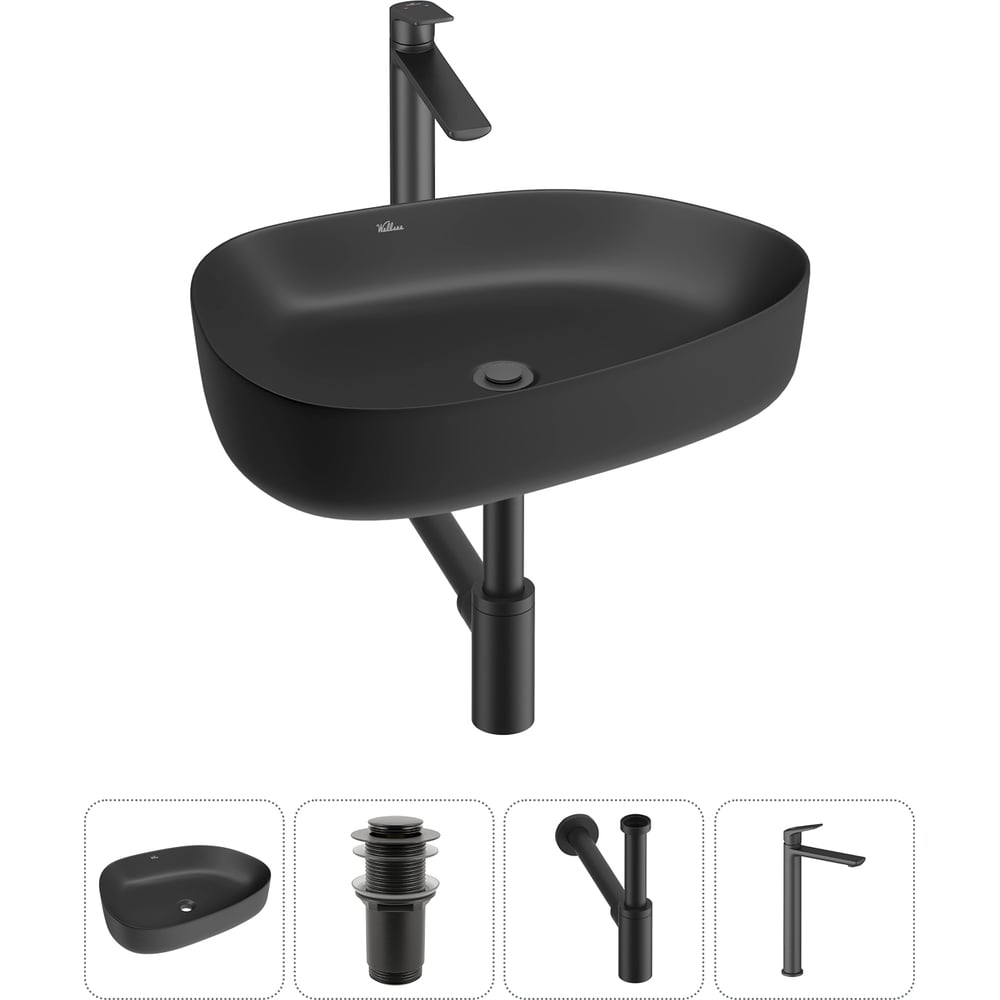 Изображение товара Набор Wellsee 4 в 1 Belle Spa 3.0 накладная раковина 55x40 см с смесителем и сифоном