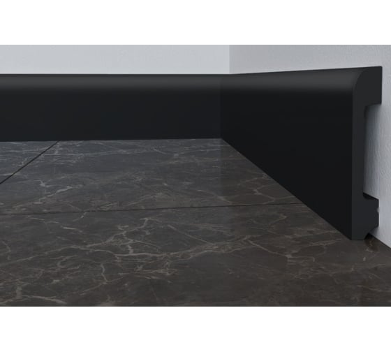 Изображение товара Плинтус напольный из полимера ультравысокой плотности СОЛИД черный, длина 2 м, уп 12 шт, арт. 8 UHD 05/80 Ч2