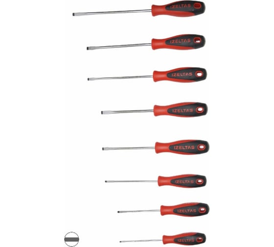 Изображение товара Набор отверток IZELTAS ERGONOMIK с прямым шлицем, 8 предметов 4350008108