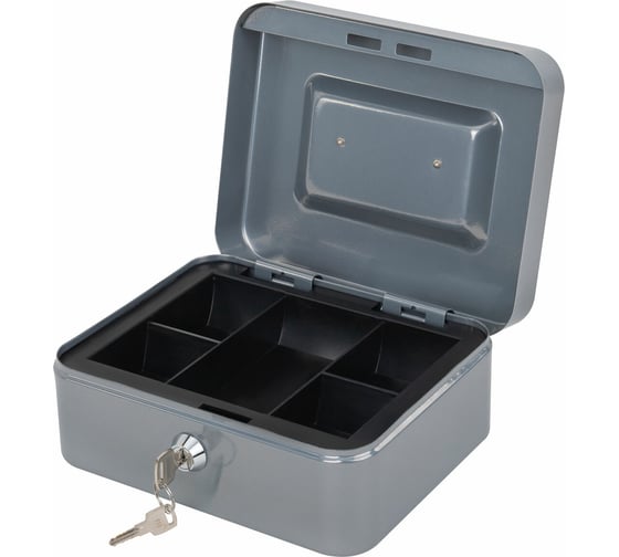 Изображение товара Ящик для денег, ценностей, документов, печатей BRAUBERG 90x160x200 мм, ключевой замок, серебристый, 291352